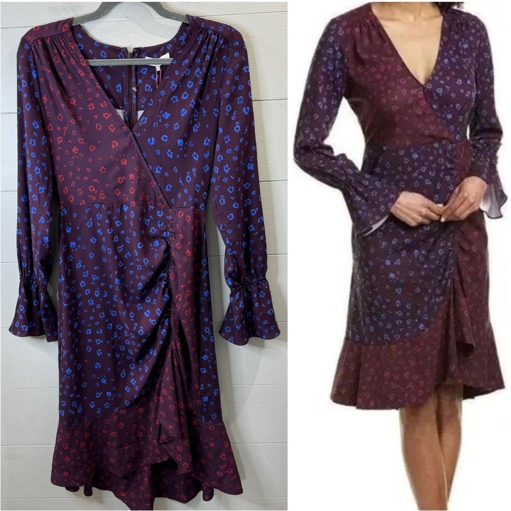 Parker Purple and Red Long Sleeve Dress